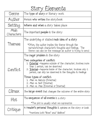 story elements note page pdf story elements chart kids