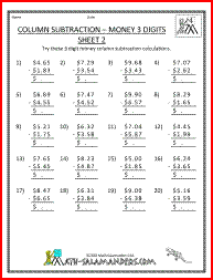 Column Subtraction Money 4th Grade Money Subtraction Worksheets Math Addition Worksheets 4th Grade Math Worksheets Math Worksheets