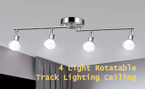 4 Light Adjustable Led Dimmable Track Lighting Kit By Aiboo Flexible Foldable Arms Satin Nickel Kitchen Hallyway Bed Room Lighting Fixture Gu10 Base Bulbs Not Included Amazon Com