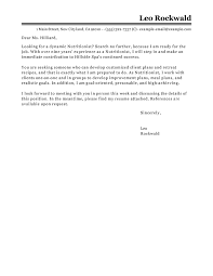 Nutritionist Cover Letter Example Cover Letters Livecareer Com