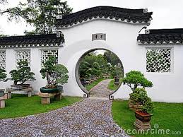An Image Showing The Traditional Style Architecture Of A Chinese Garden With Its Round Typica Chinese Garden Country Garden Landscaping Garden Landscaping Diy