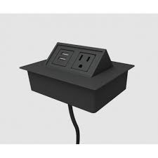 Desk outlet grommets come in many configurations and styles. Byrne Glenbeigh Contemporary 1 Power 1 Usb Midnight Outlet 10ft Cord