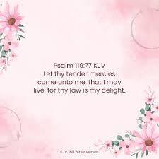 Psalm 119:77 KJV Let thy tender mercies come unto me, that I may live: for  thy law is my delight.