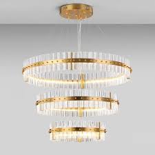 Luxury Home Gold Led Circle Pendant Light Hanging Crystal Bar Light Fixture For Foyer Hotel Lobby Round Led Strip Crystal Pendant Lamp Home Gold Led Circle Pendant Light Hanging Crystal Bar Light Fixture