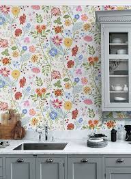 Blumentapete Amelie Von Sandberg 2555 Tapete Kuche Blumentapete Gestreifte Tapete