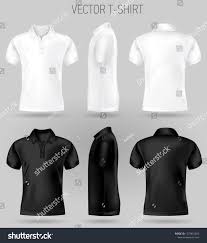 Black And White Polo Shirt Design Black And White Short Sleeve Polo Shirt Design Templates Front Back And Side Views Vector Polo Shirt Design T Shirt Design Template Black And White Shorts