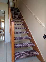 Open Staircase With Red Stripe Carpet Carpet Stairs Stairs Design Open Stairs