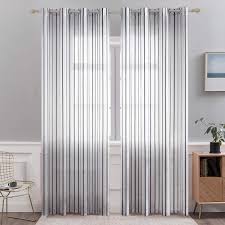 Top quality for your home. Miulee Farmhouse Sheer Curtains With Pinstriped Pattern Bedroom Grommet Country Style Window Curtain Panels W52 X L96 Black Stripe 2 Panels Buy Online In Gibraltar At Gibraltar Desertcart Com Productid 141821126