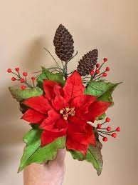 Poinsettia Cake Topper Cake By Patricia M Canasta Decorada Para Boda Flor De Nochebuena Diademas Navidad