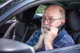 Driver Senior Spaventato Della Donna Fotografia Stock