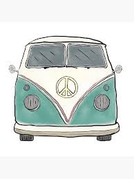 Green Hippie Bus Front Art Print By Rileysummer Redbubble Bus Art Vw Art Hippie Painting
