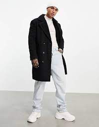 Corea Embajadashops Corea Embajadashops Design Wool Mix Overcoat With Borg Collar In Black Adidas Rapidarun Preschool Girls Black Boots Dress