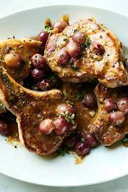 Skillet Pork Chops With Blistered Grapes Recipe Recipe Grape Recipes Skillet Pork Chops Nyt Cooking