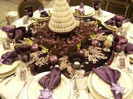 Plum And Ivory Christmas Dinner Table Centerpiece Christmas Decorations Dinner Table Holiday Table Decorations Christmas Dinner Table