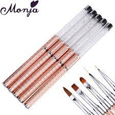 5 Heads Nail Art Metal Rhinestone Painting Brush Acrylic Liquid Powder Carving Uv Gel Polish Coating 3d Flower Uv Gel Extensions Gel Extensions Acrylic Liquid