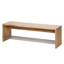 Sitzbank Garderobenbank Eiche Massivholz Schuhregal Flur Schuhregal Holz Garderobe Edelstahl Schuhregal Sitzbank
