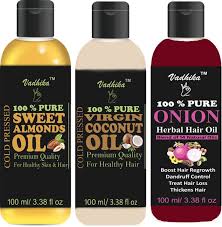 In recent years, science has confirmed what many people to learn how coconut oil works, first you need to understand the structure of hair itself. Vadhika 100 Pure Sweet Almonds Oil And Virgin Coconut Oil Onion Oil For Hair Growth Hair Massage Oil Treatment Oil 100ml Pack Of 3 Bottle 300ml Hair Oil 300ml Hair Oil 300 Ml Hair Oil 300 Ml Buy