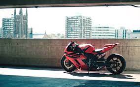 View Red Motorbike City Buildings Awesome Hd Wallpaper Bike Cover Bike Lovers Motorcycle