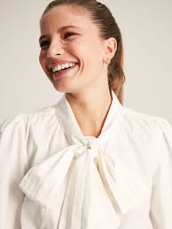 Everly White Tie Neck Blouse