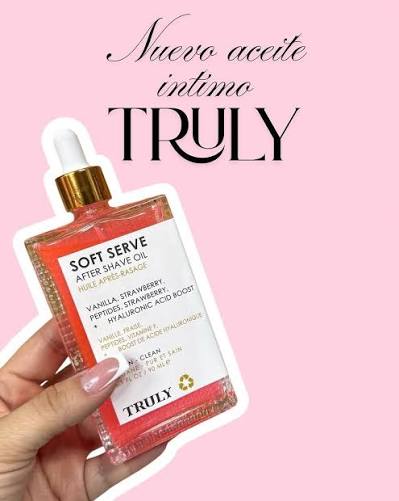 ✨ Nuevo Aceite Íntimo Truly – Soft Serve ✨ ¡Dile adiós a la irritación  después de depilarte y hola a una piel suave, hidratada y con aroma  delicioso! 🍓🍦 💖 Con vainilla,