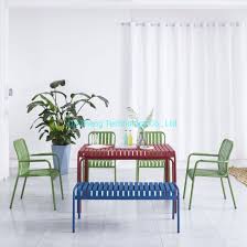 I have been wanting a large outdoor dining table forever! 6 Person Dining Table Aluminum Slat Top Modern Design Aluminum Outdoor Dining Table Garden Furniture China Garden Sets Restaurant Table Made In China Com