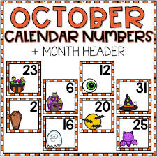 october calendar numbers for pocket chart cards