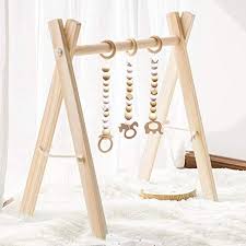 Han Mm Wood Baby Gym With 3 Wooden Baby Teething Toys Foldable Baby Play Gym Frame Activity Gym Hanging Bar Newborn Wood Baby Gym Baby Play Gym Wooden Baby Gym