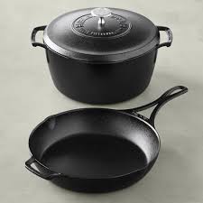 Lodge Blacklock Triple Seasoned Cast Iron 3 Piece Dutch Oven And Skillet Set Williamssonoma In 2020 Seasoning Cast Iron Cast Iron It Cast