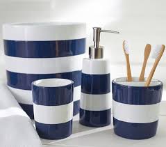 Navy Stripe Bath Accessories Nautical Bathroom Decor Navy Blue Bathrooms Navy Bathroom