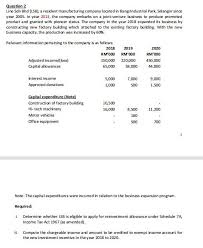Malaysian manufacturers and suppliers of selangor from around the world. Question 2 Line Sdn Bhd Lsb A Resident Chegg Com