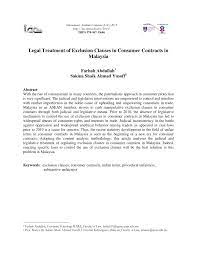 The contracts act 1950 does not stipulate the effect of an agreement. Pdf Legal Treatment Of Exclusion Clauses In Consumer Contracts In Malaysia