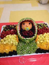 Baby shower food ideas are just one of the many items you may need help with. Fruit Trays For Baby Shower The Best Baby Shower Fruit Tray Ever For My Sisters Aunt Baby Shower Fruit Baby Shower Snacks Boy Baby Shower Fruit Tray