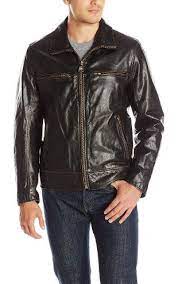 Marc New York By Andrew Marc Men S Waverly Distressed Leather Biker Jacket Black Large Andrew Marc Men S Outerwe Marc New York Leather Biker Jacket Jackets