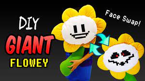 This cute flower plushie inspired by flowey from undertale game is special: Diy Giant Undertale Flowey Plushie With Interchangeable Face Undertale Plush Free Pattern Youtube