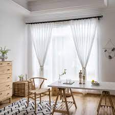 Vorhang fur wohnzimmer lange vorhange flachenvorhang. Moderne Gardinen Weiss Aus Chiffon Fur Wohnzimmer Transparent