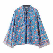 Maybe you would like to learn more about one of these? C728 Ethnic Stylish Blue Color Rose Floral Print O Neck Tassels Long Sleeve Bohemian Cotton Blouse Shirts Blouses Clothing Buy Floral Blouse Ethnic Blouse Bohemian Blouses Product On Alibaba Com