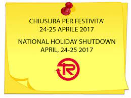 Including the weekday they land on and how many days until they arrive. National Holiday Shutdown April 24 25 2017 Tellure Rota