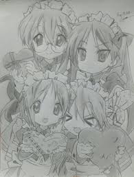 Lucky Star Miyuki Takara Kagami Hiiragi Tsukasa Hiiragi Konata Izumi My Drawings Drawings Anime