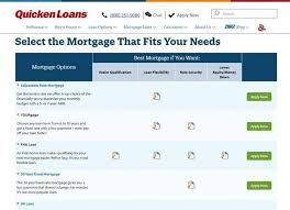 Screenshot Of Quicken Loans Mortgage Options Mortgage Loans Best Mortgage Lenders Quicken Loans