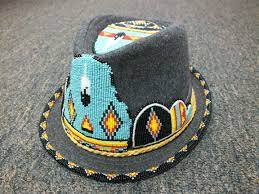 Hat Beaded With Native American Beads Nw Creations And Collectibles Native American Beading Beaded Hat Bands Beaded Hat