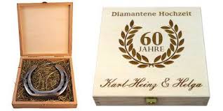 Gluckshufeisen Mit Personalisierter Geschenkbox Diamantene Hochzeit 60 Jahre Diamantene Hochzeit Gluckshufeisen Diamanten