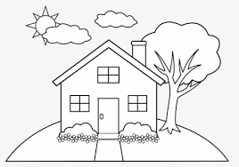 Rainbow over a house with steam locomotives. House Clipart For Printable Simple House Coloring Page Free Transparent Clipart Clipartkey