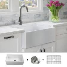 Fossil Blu Luxury 30 Inch Fine Fireclay Modern Farmhouse Kitchen Sink In White Single Bowl Flat Front Includes Grid And Drain Fsw1001 The Home Depot In 2020 Farmhouse Sink Kitchen Modern
