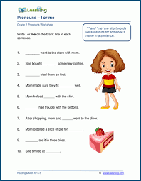 Pronoun Worksheets I Or Me K5 Learning 2nd Grade Worksheets Pronoun Worksheets English Grammar Worksheets