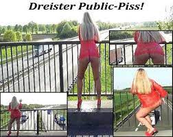 On a bridge out in public. Public New Piss Clips