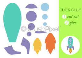 Never run, climb, fight or horse around when holding scissors. Cut And Glue Paper Rocket Color Paper Cutting Application Game Stock Vector Crushpixel