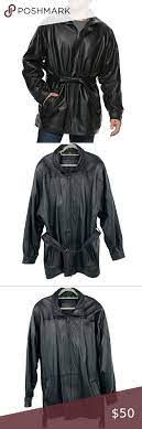 Georgetown Leather Parka Jacket Belted Zip Black Parka Jacket Mens Parka Jacket Jackets