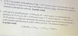 Missed This? Read Section - 10 (Pages 118 41231 Walch Iwe 318 A47.6-Mg  Sample Of Phosphorus Reacts With Selenium To Form The Compound Phosphorus  Selenide. Part A What Is The Empirical Formula