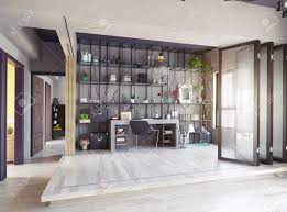 It may no longer be so, thanks to the modern fireplace from conmoto. Creative Design Of The Partition Zone Of The Home Office Interior 3d Design Concept Stock Photo Picture And Royalty Free Image Image 112902376