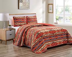 4.5 out of 5 stars. Rustic Western Native American Quilt Bedspread Coverlet Bedding Set In Modern Southwest Tribal Patterns In Soft Beige Brown Turquoise Blue Copper Burnt Orange Rust Colors Arizona King Cal King Buy Online In